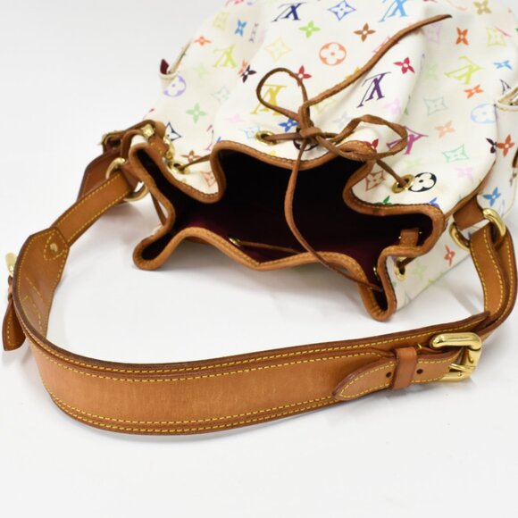 Authentic Louis Vuitton Multicolor Petit Noe Monogram Bucket Shoulder Bag White - Picture 6 of 11